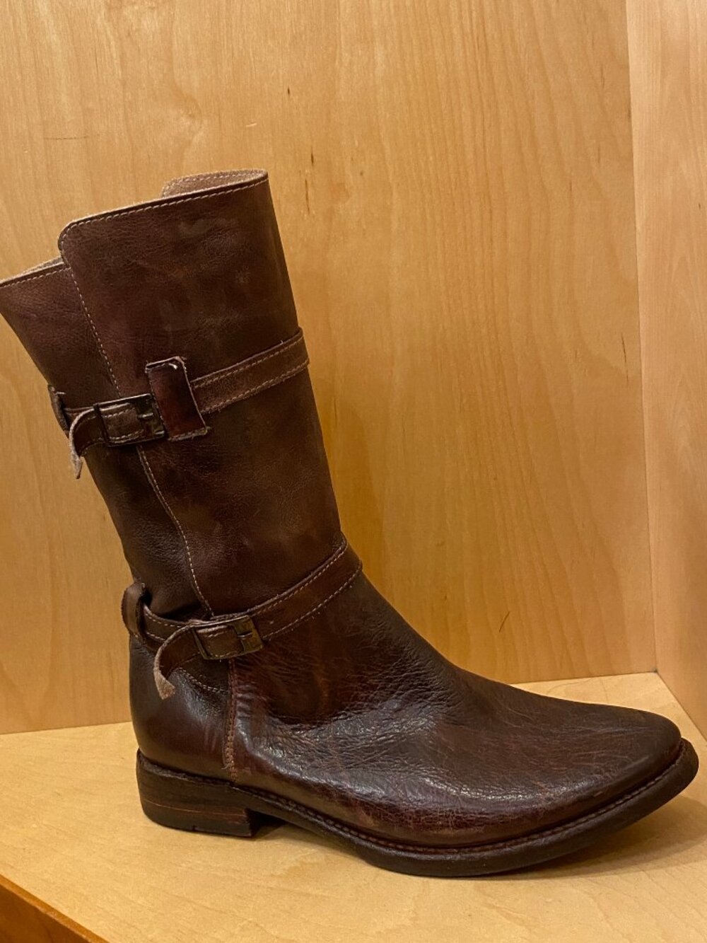 NEW Bed Stu "Turn" Double Buckle Distressed Brown Leather Boots - Size 8 - Picture 4 of 8